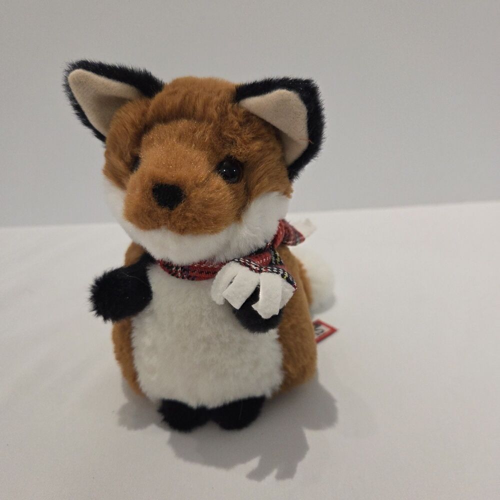 Douglas Winter Friends Fox with Red Plaid scarf Plush Toy Stuffed Animal Beans